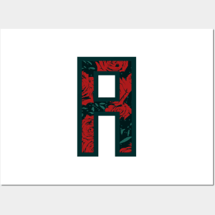 Modern Rose Floral Initial Name Alphabet - Letter A Posters and Art